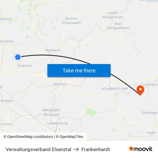Verwaltungsverband Elsenztal to Frankenhardt map