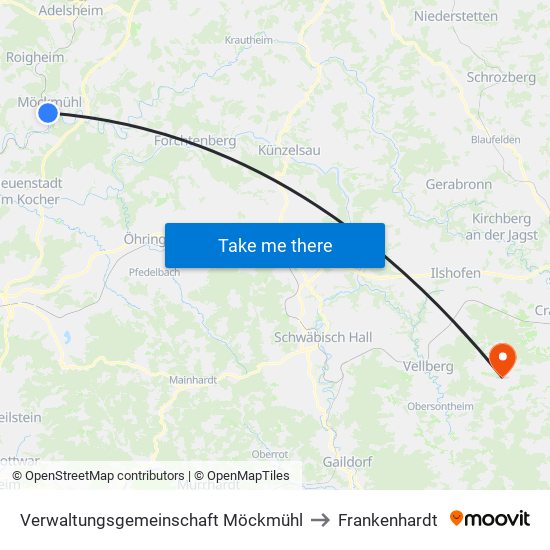 Verwaltungsgemeinschaft Möckmühl to Frankenhardt map