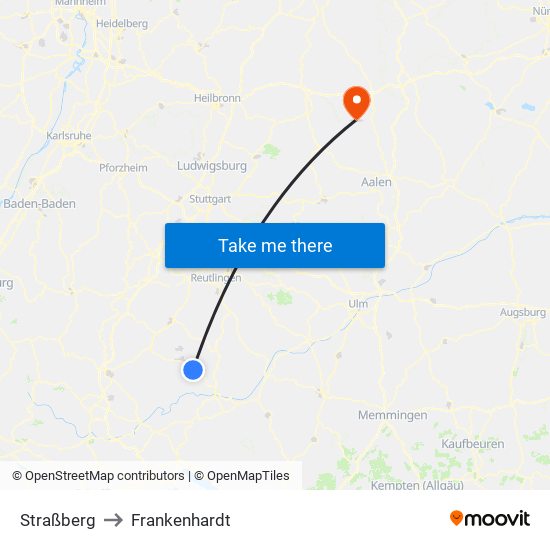 Straßberg to Frankenhardt map