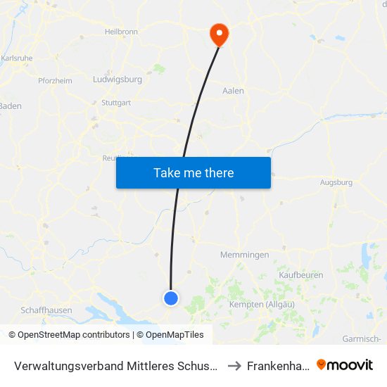Verwaltungsverband Mittleres Schussental to Frankenhardt map