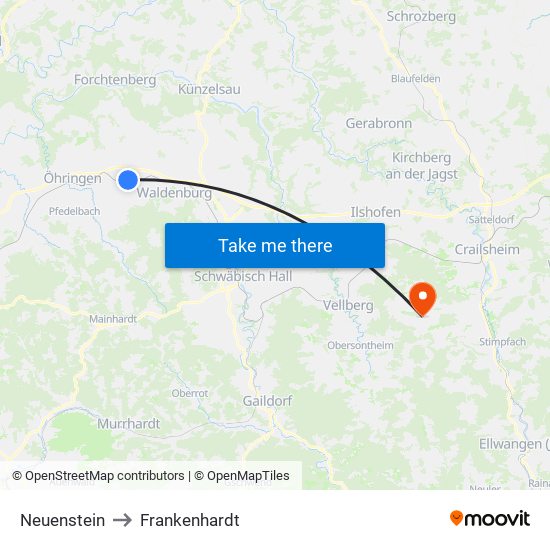 Neuenstein to Frankenhardt map