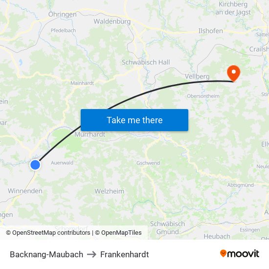 Backnang-Maubach to Frankenhardt map