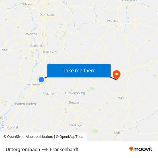 Untergrombach to Frankenhardt map