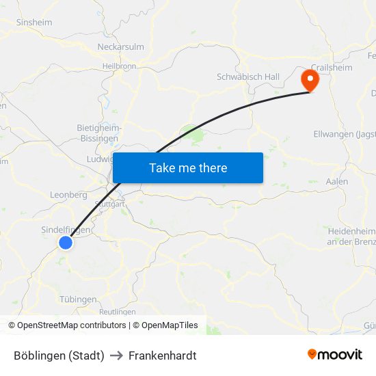 Böblingen (Stadt) to Frankenhardt map