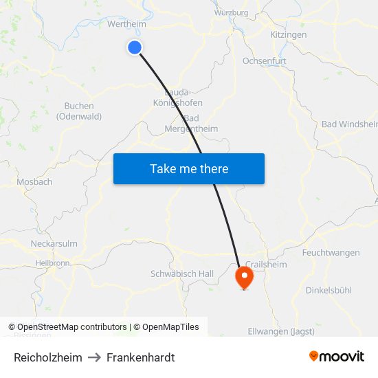 Reicholzheim to Frankenhardt map