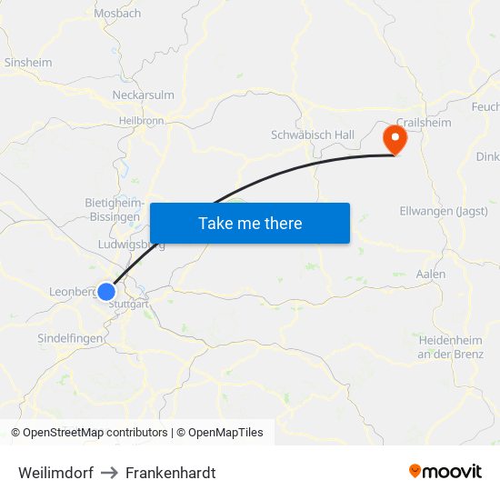 Weilimdorf to Frankenhardt map