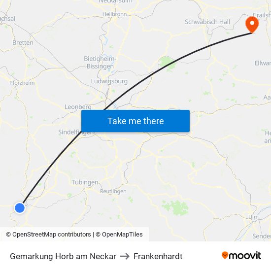 Gemarkung Horb am Neckar to Frankenhardt map