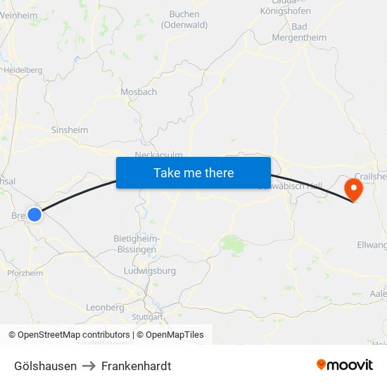 Gölshausen to Frankenhardt map