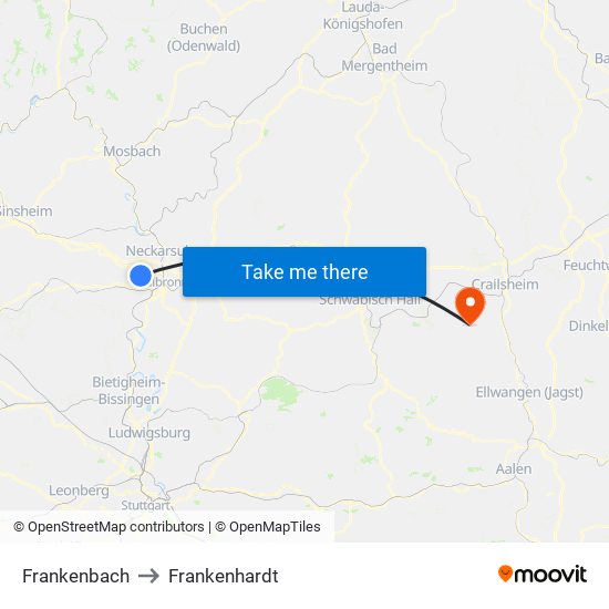 Frankenbach to Frankenhardt map