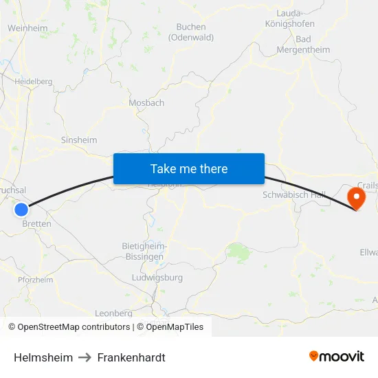 Helmsheim to Frankenhardt map