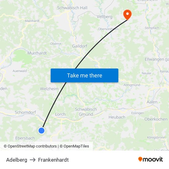Adelberg to Frankenhardt map