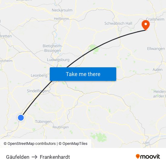 Gäufelden to Frankenhardt map