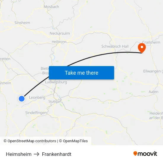 Heimsheim to Frankenhardt map