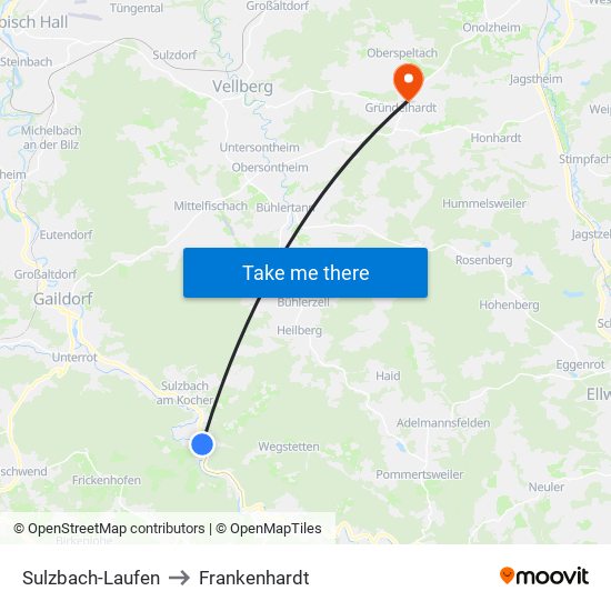 Sulzbach-Laufen to Frankenhardt map