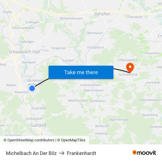 Michelbach An Der Bilz to Frankenhardt map
