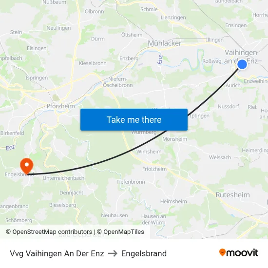 Vvg Vaihingen An Der Enz to Engelsbrand map