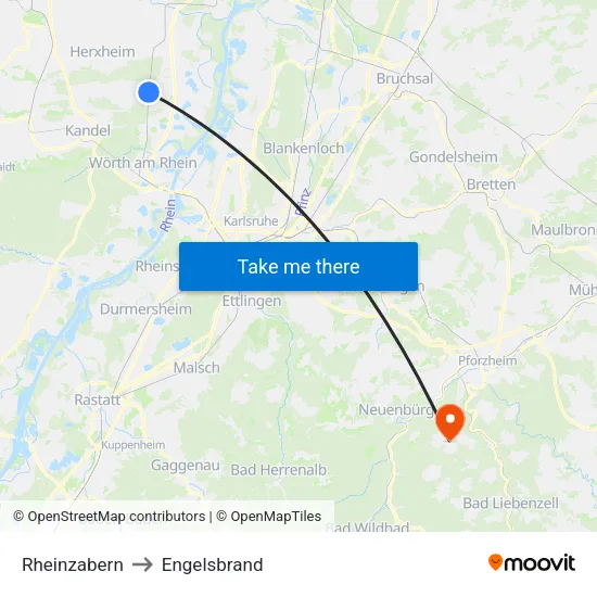 Rheinzabern to Engelsbrand map