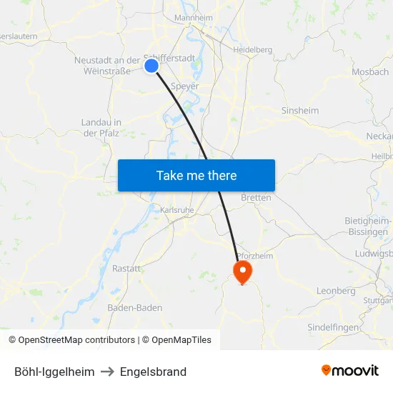 Böhl-Iggelheim to Engelsbrand map