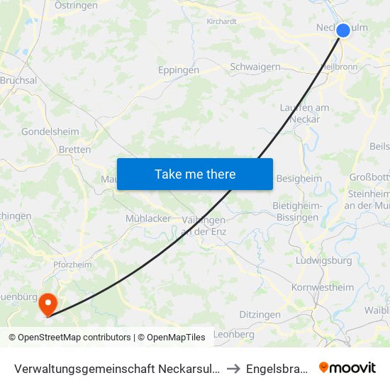 Verwaltungsgemeinschaft Neckarsulm to Engelsbrand map