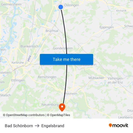 Bad Schönborn to Engelsbrand map