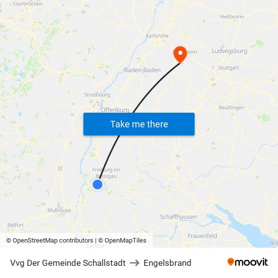 Vvg Der Gemeinde Schallstadt to Engelsbrand map