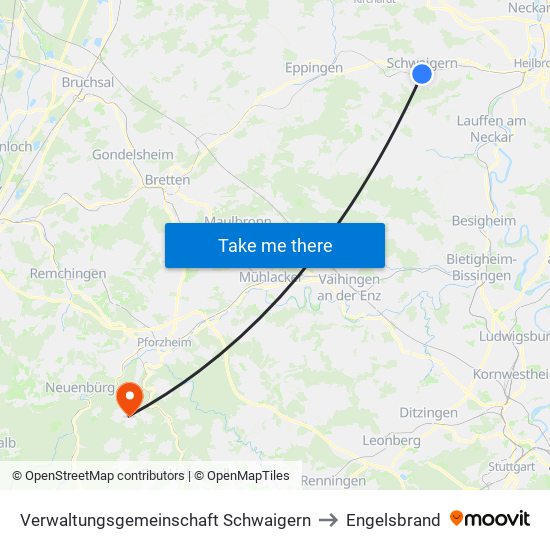 Verwaltungsgemeinschaft Schwaigern to Engelsbrand map
