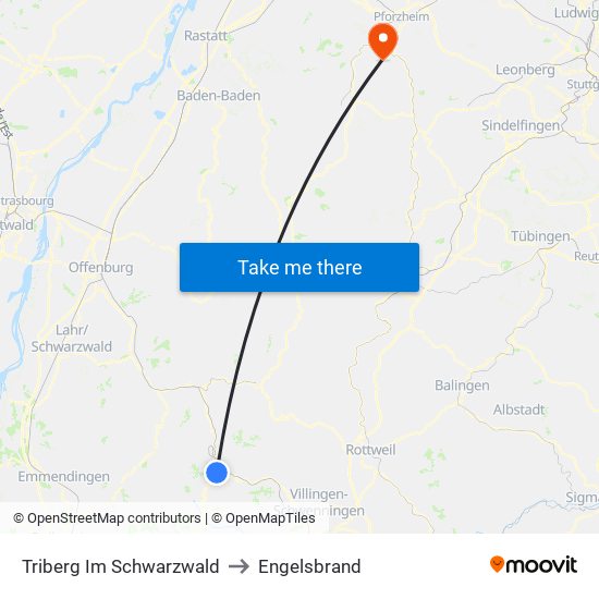 Triberg Im Schwarzwald to Engelsbrand map