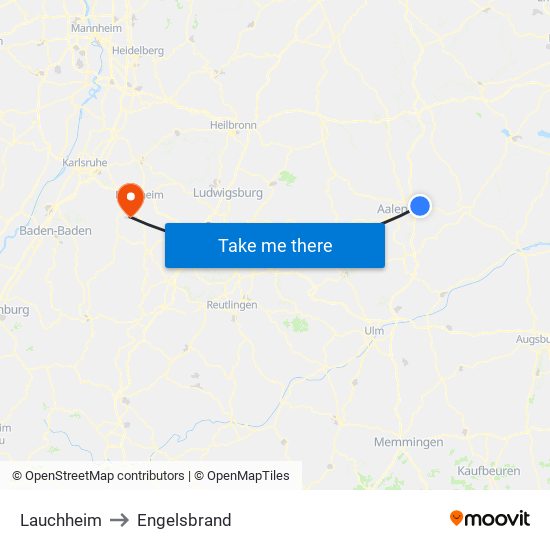 Lauchheim to Engelsbrand map