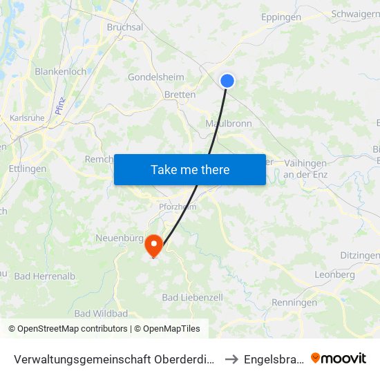Verwaltungsgemeinschaft Oberderdingen to Engelsbrand map