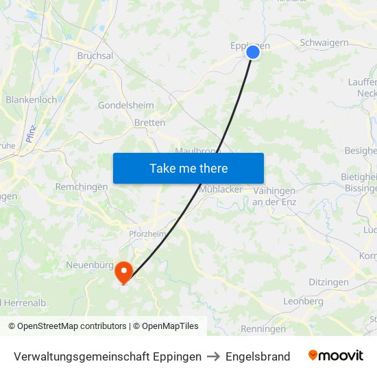 Verwaltungsgemeinschaft Eppingen to Engelsbrand map