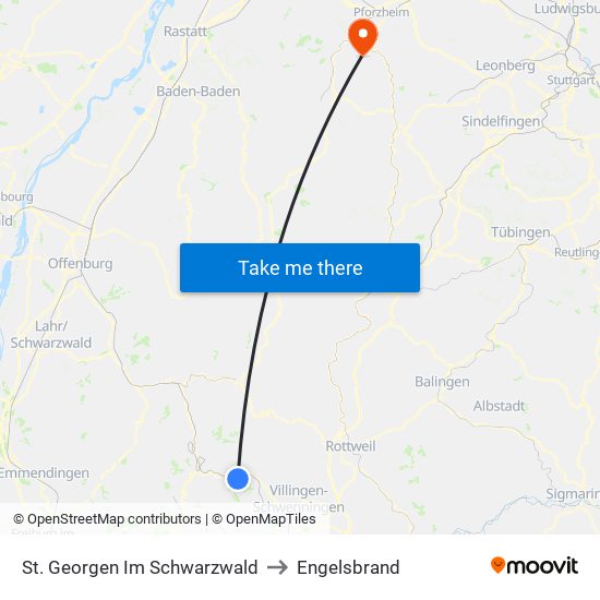 St. Georgen Im Schwarzwald to Engelsbrand map