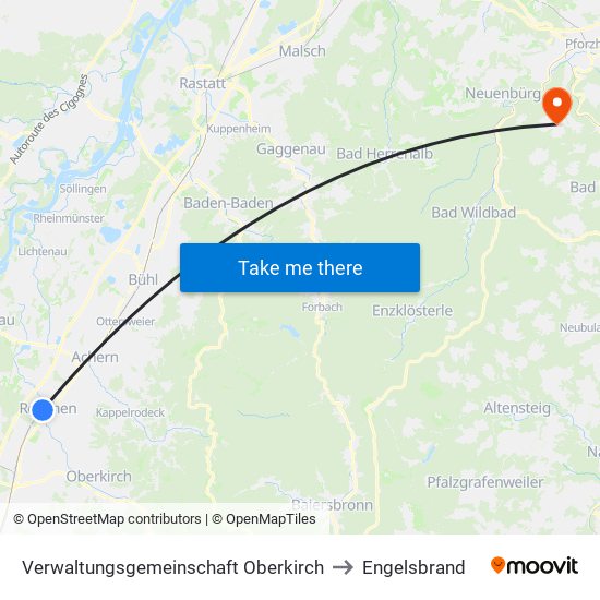 Verwaltungsgemeinschaft Oberkirch to Engelsbrand map