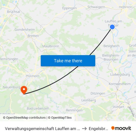 Verwaltungsgemeinschaft Lauffen am Neckar to Engelsbrand map