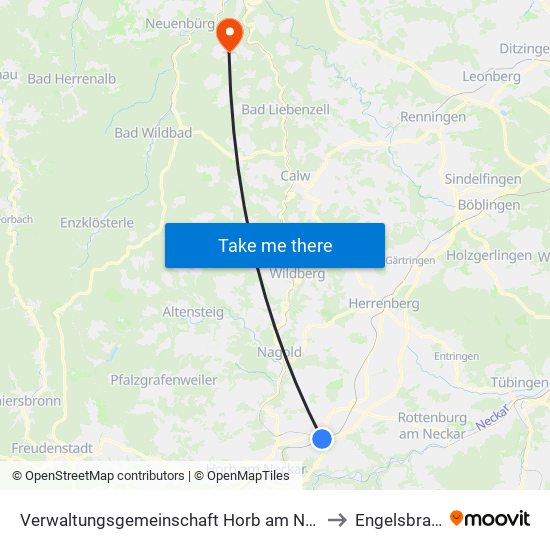 Verwaltungsgemeinschaft Horb am Neckar to Engelsbrand map
