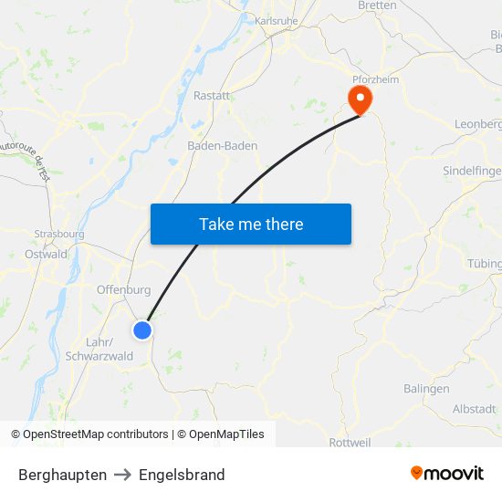 Berghaupten to Engelsbrand map