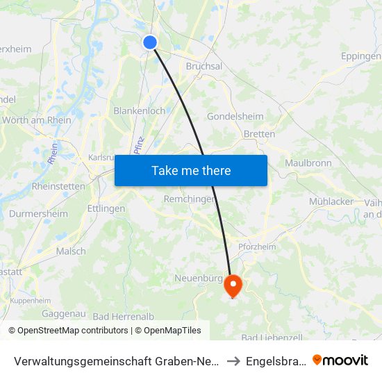 Verwaltungsgemeinschaft Graben-Neudorf to Engelsbrand map