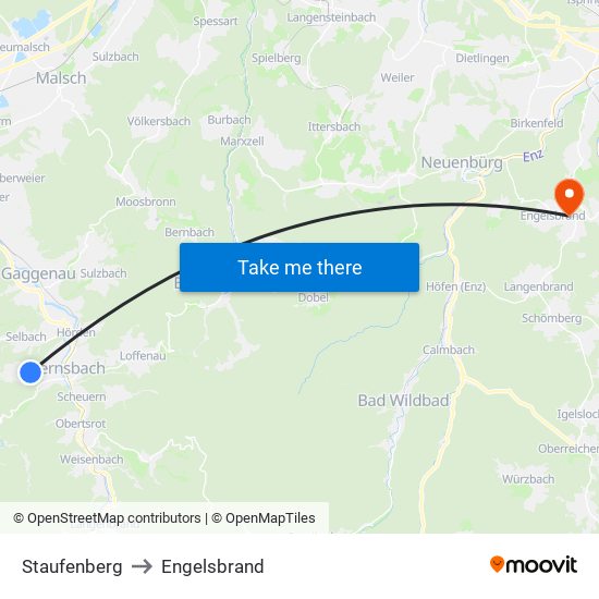 Staufenberg to Engelsbrand map