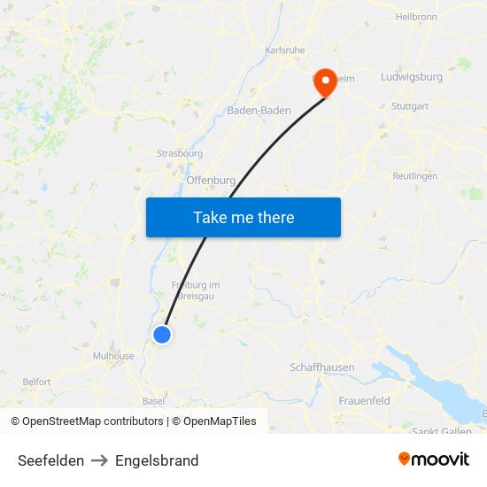 Seefelden to Engelsbrand map