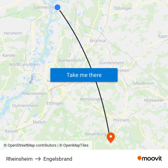 Rheinsheim to Engelsbrand map