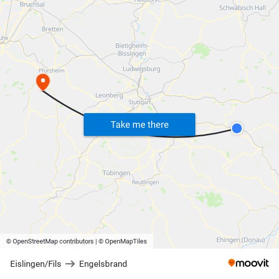 Eislingen/Fils to Engelsbrand map