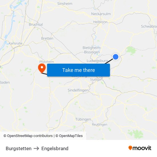 Burgstetten to Engelsbrand map