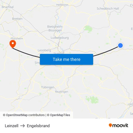 Leinzell to Engelsbrand map