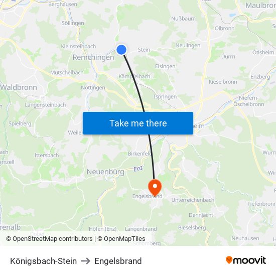 Königsbach-Stein to Engelsbrand map