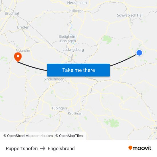 Ruppertshofen to Engelsbrand map