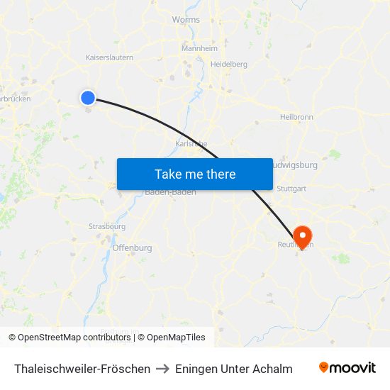 Thaleischweiler-Fröschen to Eningen Unter Achalm map