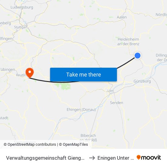 Verwaltungsgemeinschaft Giengen An Der Brenz to Eningen Unter Achalm map