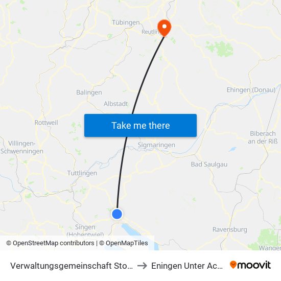 Verwaltungsgemeinschaft Stockach to Eningen Unter Achalm map