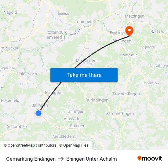 Gemarkung Endingen to Eningen Unter Achalm map