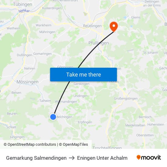 Gemarkung Salmendingen to Eningen Unter Achalm map