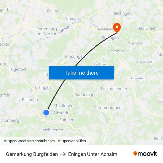 Gemarkung Burgfelden to Eningen Unter Achalm map